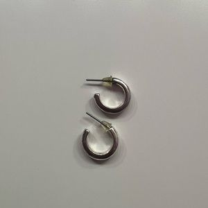 Extra small lightly tarnished silver hoops